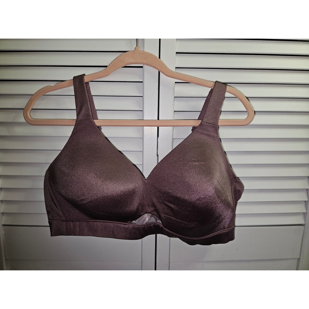 Cacique Mauve Purple Shimmer Wirefree Full Coverage T-Shirt Bra 42C Support